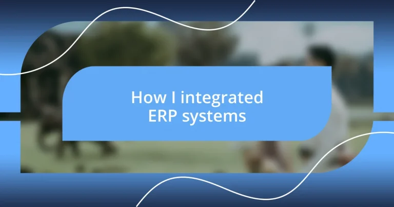 How I integrated ERP systems