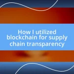 How I utilized blockchain for supply chain transparency