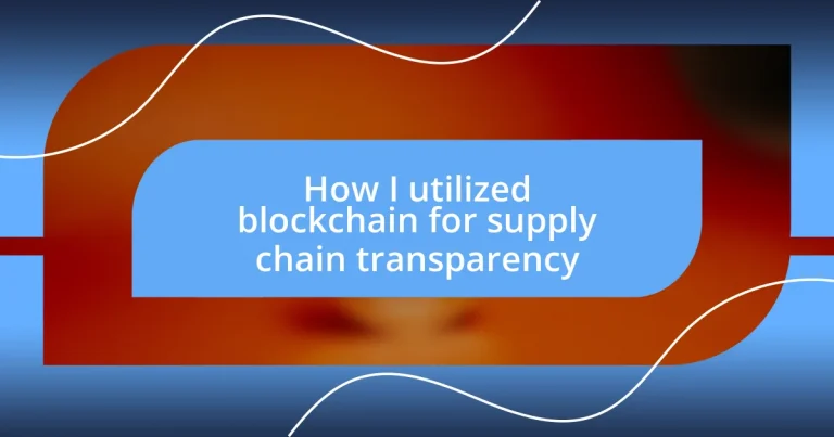 How I utilized blockchain for supply chain transparency