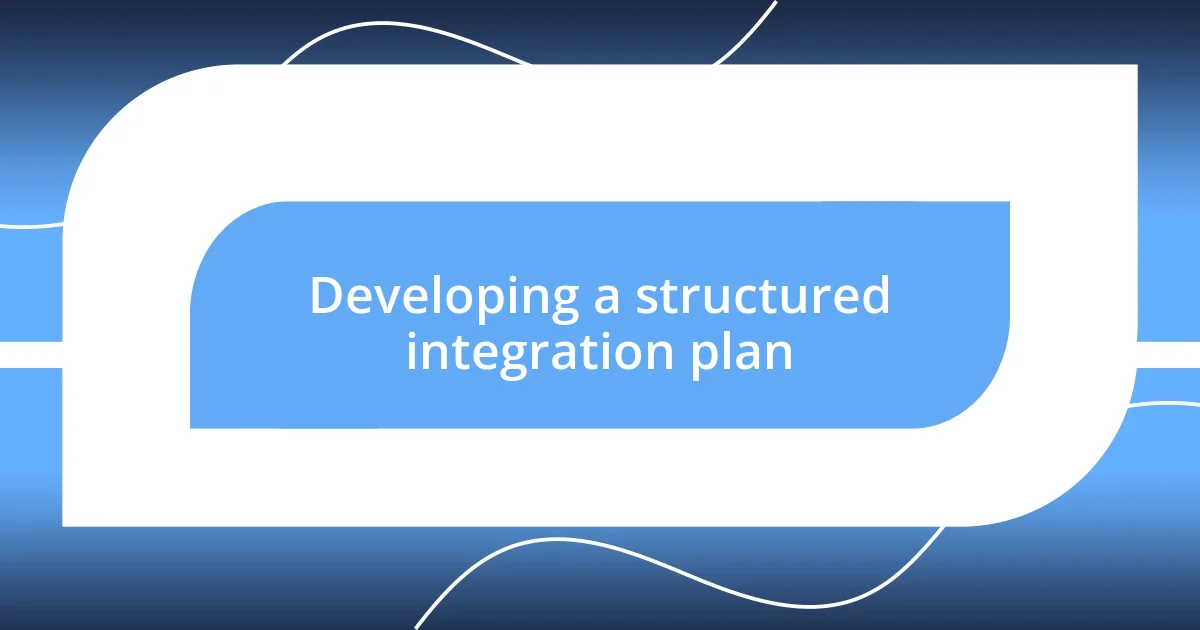 Developing a structured integration plan