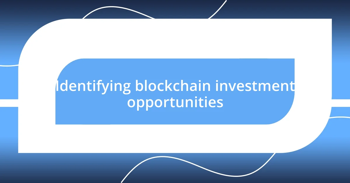 Identifying blockchain investment opportunities